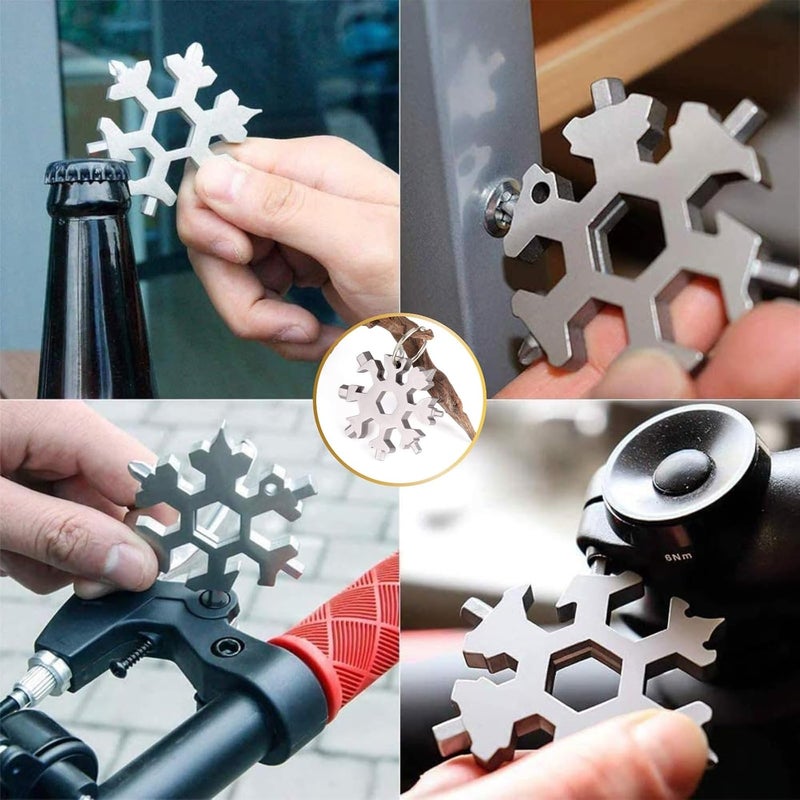 CROOT 3Packs Snowflake Multi Tool, 18-in-1 Stainless Steel Snowflake Multitool for Bottle Opener and Flat Phillips Screwdriver Kit/Wrench,Christmas Gifts for Men Adults Dad,Gadgets for Outdoor Camping Daily - Image 3